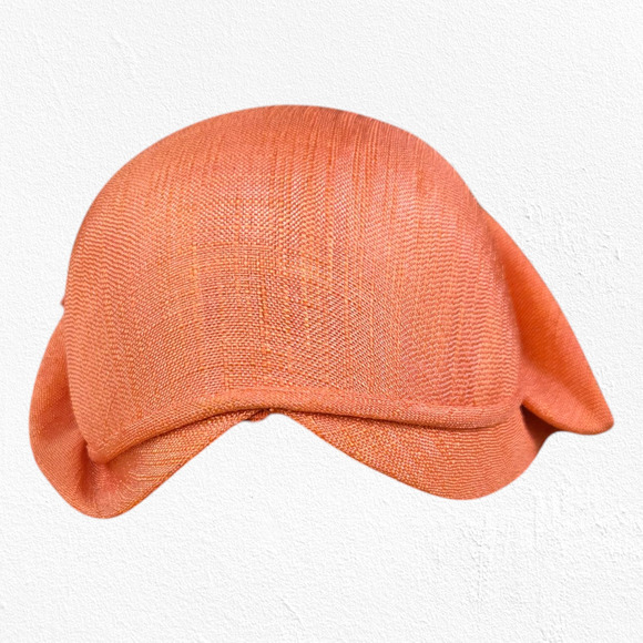 1920s Vintage Orange Cloche Hat Elegant Woven Pearl Bow Rolled Brim Veil Accent - Picture 5 of 9